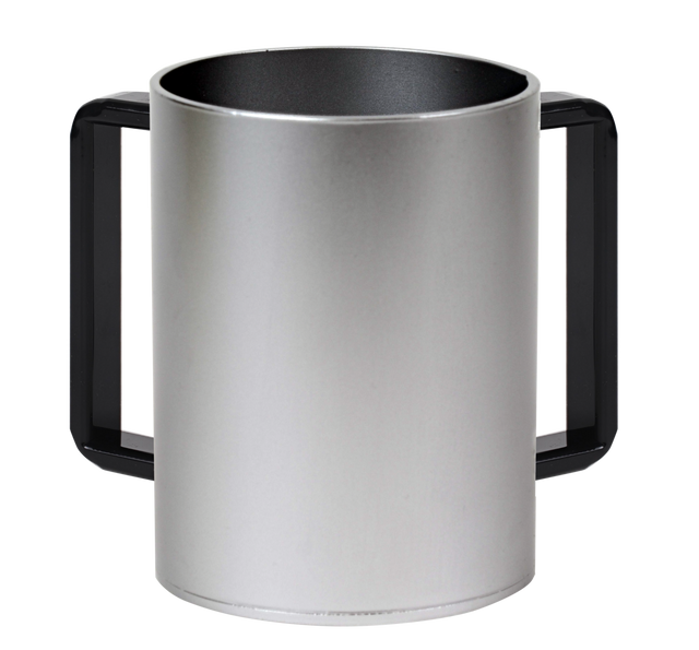 Acrylic Washing Cup Silver Black Handles 5" - LEHADAR