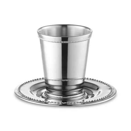 Kiddush Cup nickel-plated Beaded with tray - LEHADAR