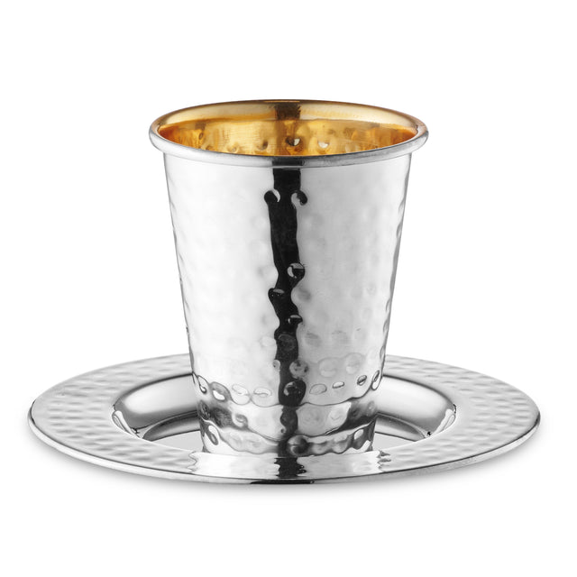 Kiddush Cup Set Hammered 925 SC 3" ( 140 ml 4.7 oz) - LEHADAR