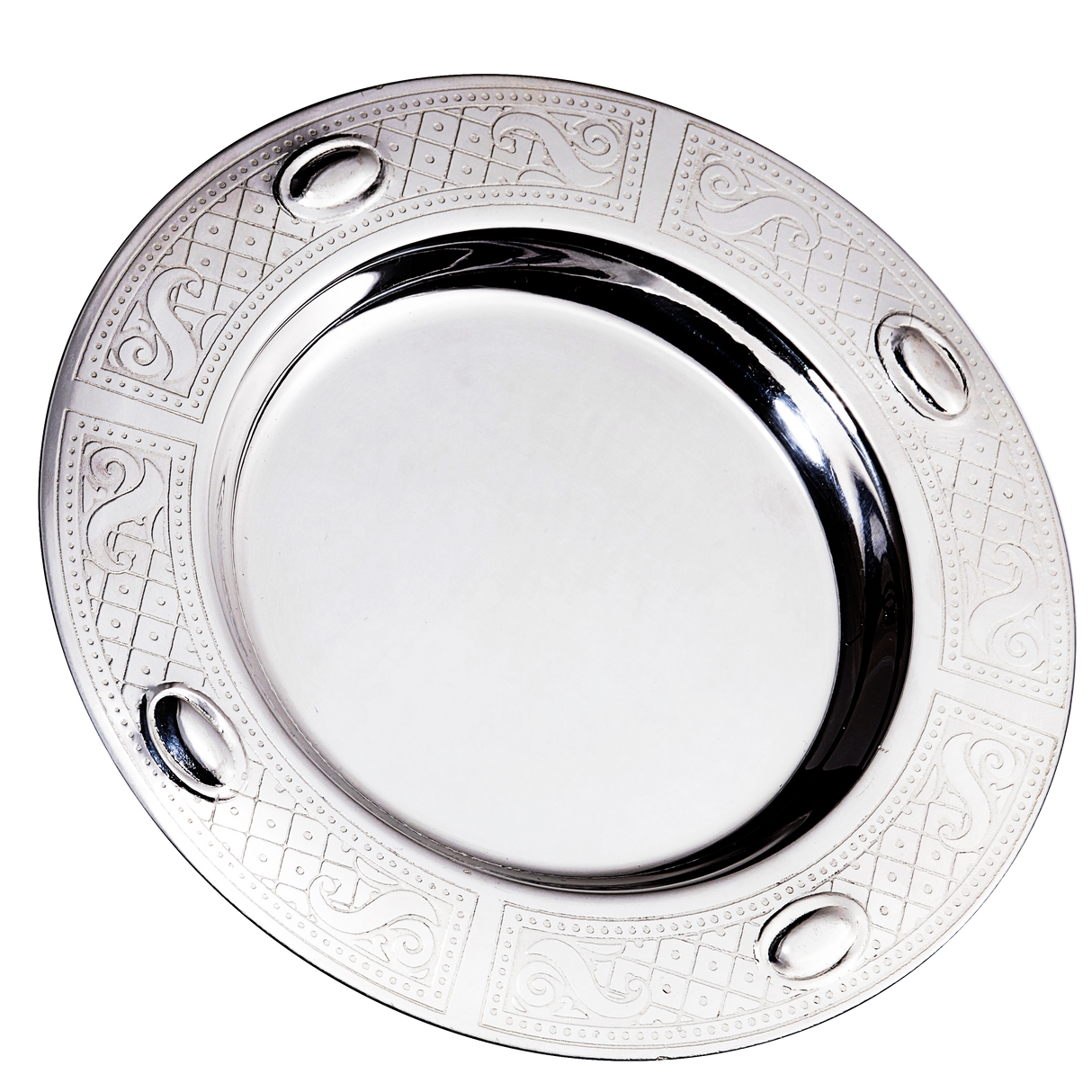 Kiddush Tray Eye Frame Design 925 Sterling Silver Coated 5"