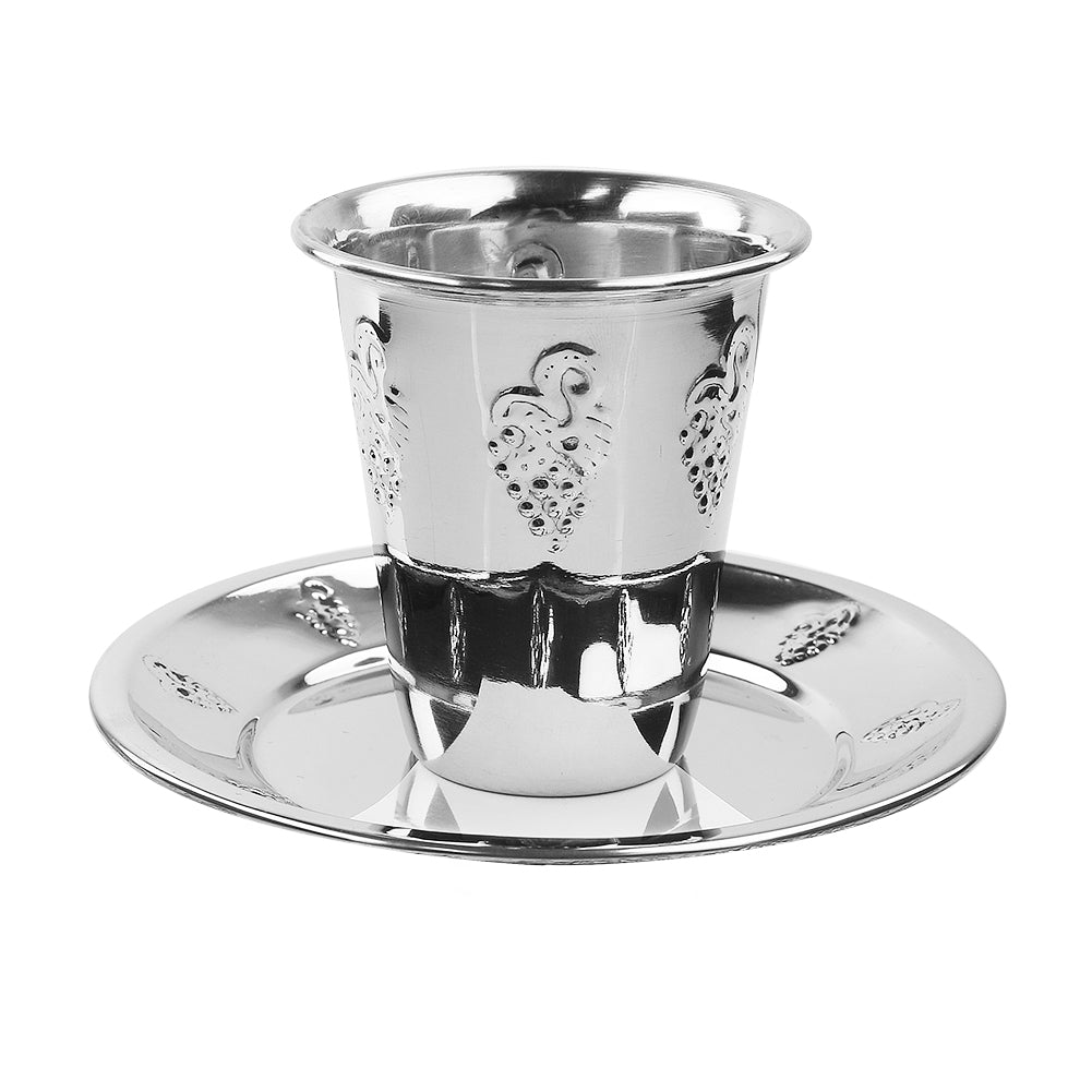 Kiddush Cup Set Stainless Steel Grape 3" - LEHADAR