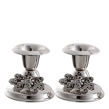 Silver Plated Mini Candle Stick Set Grapes 2.5 In - LEHADAR