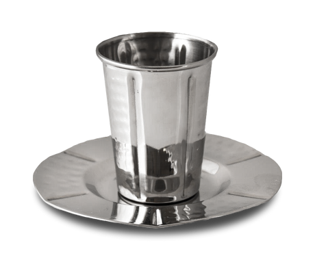 Stainless Steel Hammered Kiddush Cup Set 3.5" (140 ml 4.7 oz) - LEHADAR