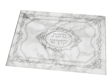 Challah Board Tempered Glass Silver Marble Large 12 X 15.75 " - LEHADAR