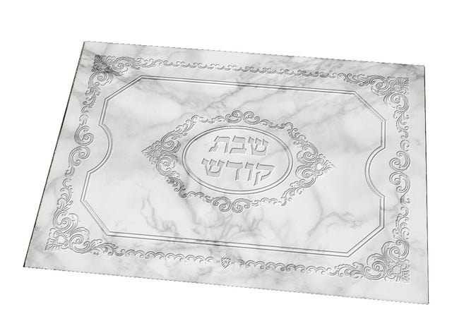 Challah Board Tempered Glass Silver Marble Large 12 X 15.75 " - LEHADAR
