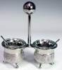 Salt Holder Filigree Design w Spoons Silver Plated ` - LEHADAR