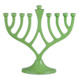 Classic Candle Menorah Green 7 " - LEHADAR