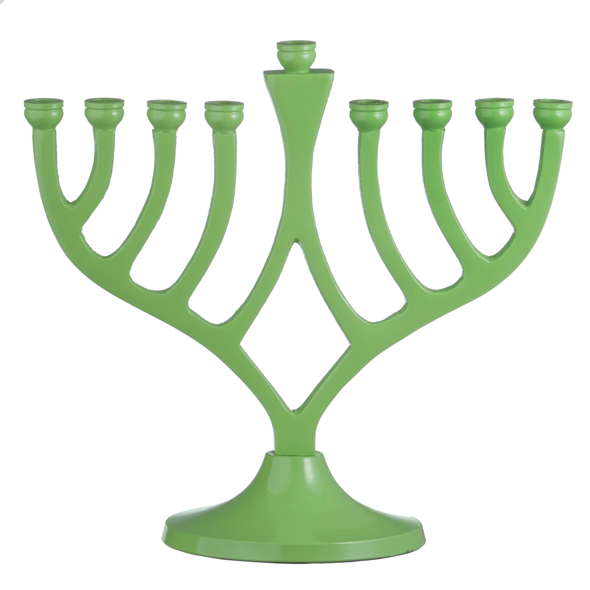 Classic Candle Menorah Green 7 " - LEHADAR