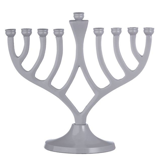 Classic Candle Menorah Grey 7" - LEHADAR