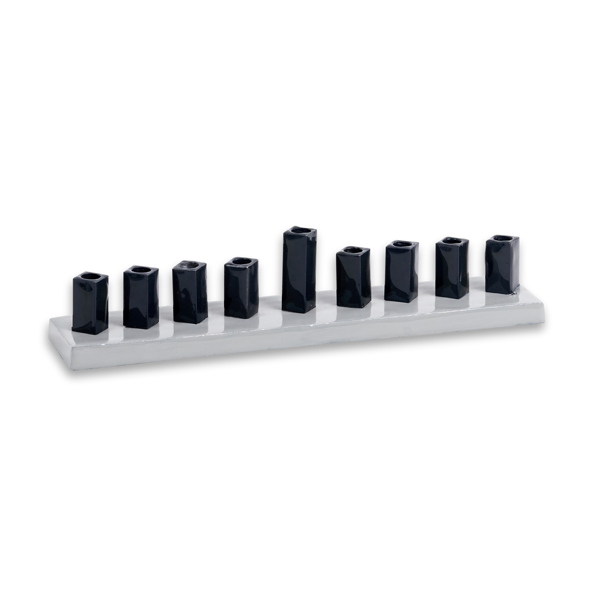 Strip Menorah Enamel Finish Gray 9/14 x 2 x 2" - LEHADAR
