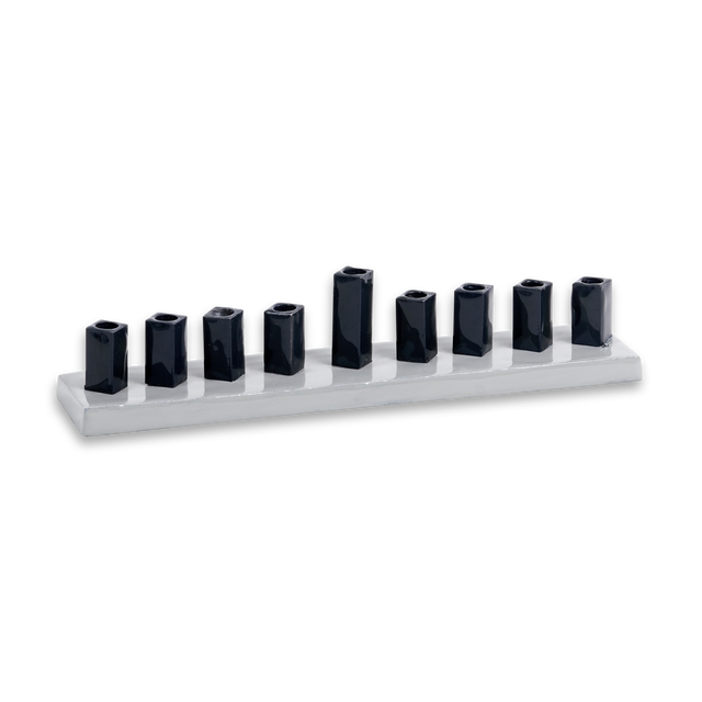 Strip Menorah Enamel Finish Gray 9/14 x 2 x 2" - LEHADAR