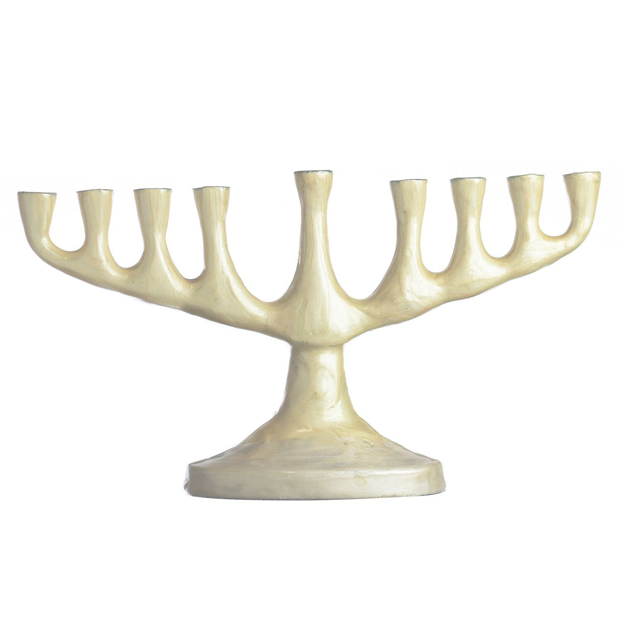 Menorah Stainless Steel Pearl 5.5 x 10" - LEHADAR