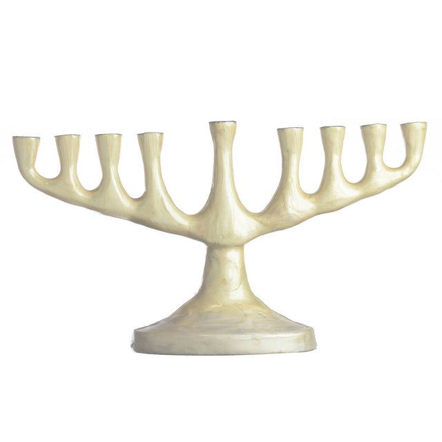 Menorah Stainless Steel Pearl 5.5 x 10" - LEHADAR