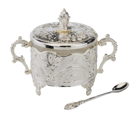 Honey Dish Silver Plated Filigree Design 5.5X3.5X4.5 - LEHADAR