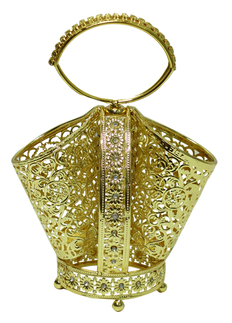 Cutlery Holder 2 Section Gold With Diamonds 10x8" - LEHADAR