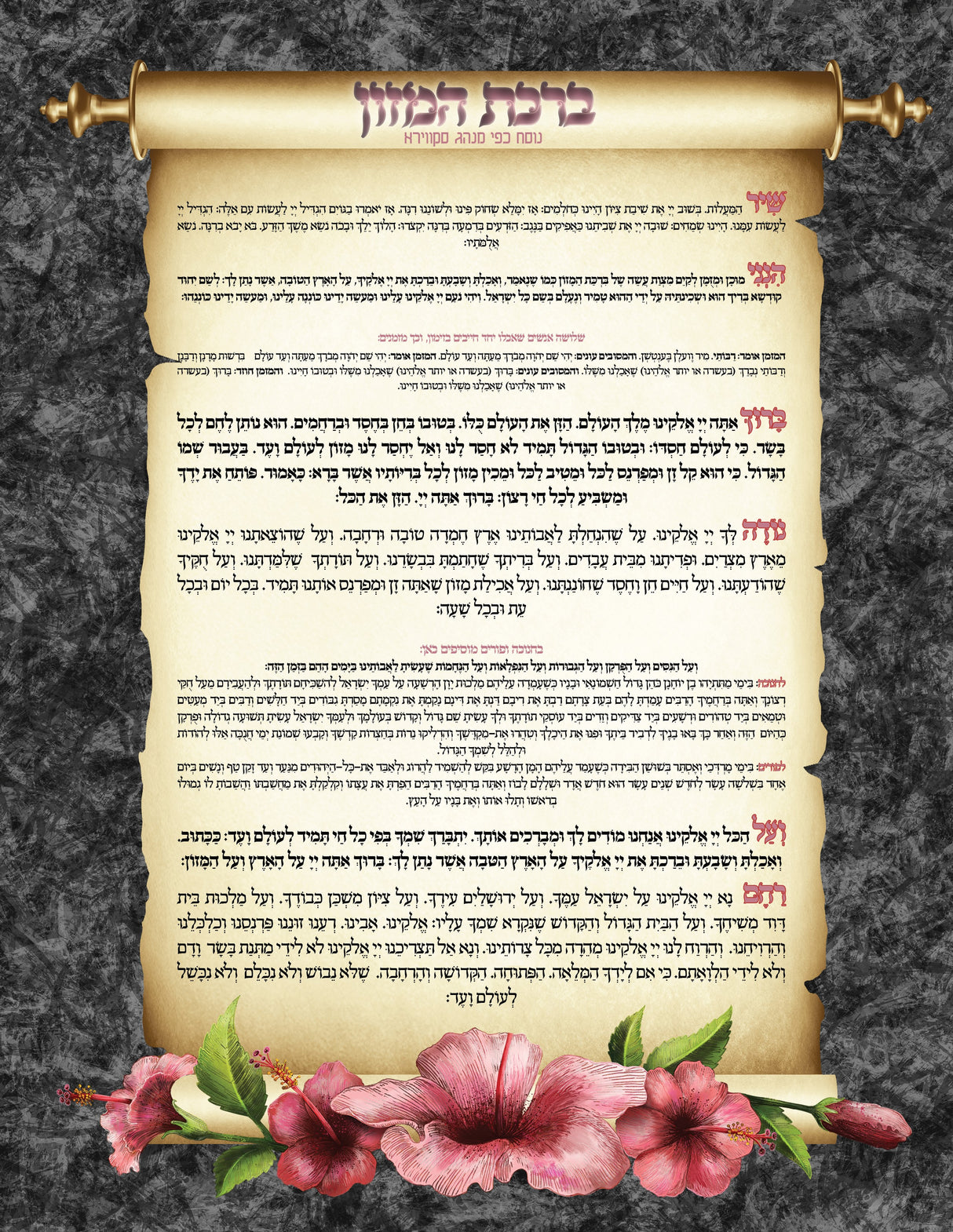 Laminated Bencher Nusach Skver Scroll Design 8.5x11" (1 Page)