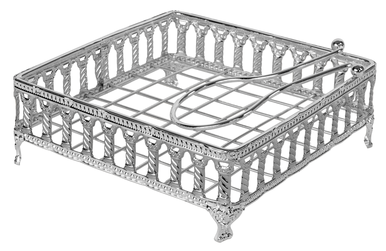Silver Plated Flat Napkin Holder Royal Palace Design With Weighted Arm 7.5"W - LEHADAR