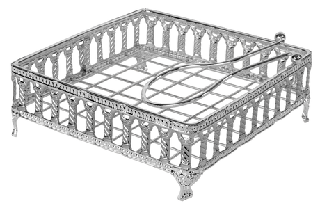 Silver Plated Flat Napkin Holder Royal Palace Design With Weighted Arm 7.5"W - LEHADAR