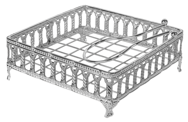 Silver Plated Flat Napkin Holder Royal Palace Design With Weighted Arm 7.5"W - LEHADAR