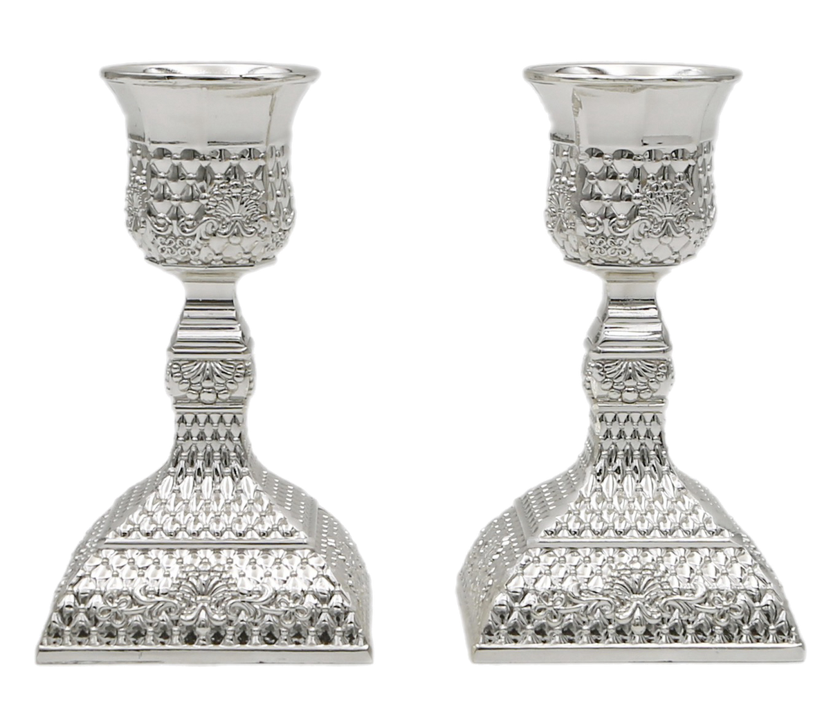 Classic Silver Plated Candlesticks - Tracery Design 4.5" - LEHADAR