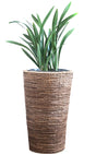 Wicker Banana Rope Tall Floor Planter with Metal Pot, Large - LEHADAR