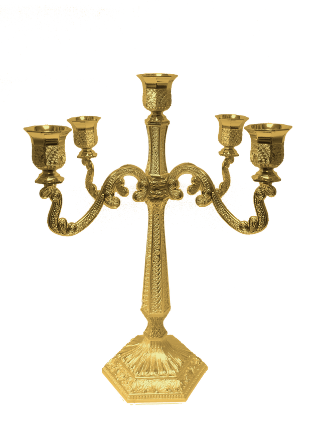 Gold Filigree Candelabra 5 Light 16" - LEHADAR