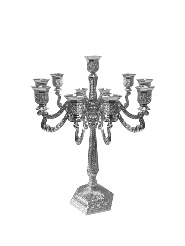 Silver Plated Filigree Candelabra 11 Light 18" - LEHADAR