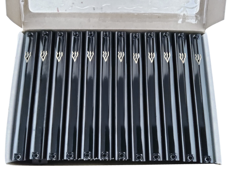 Case of 24 Black Plastic Mezuzah Covers-Gold 'Shin - LEHADAR