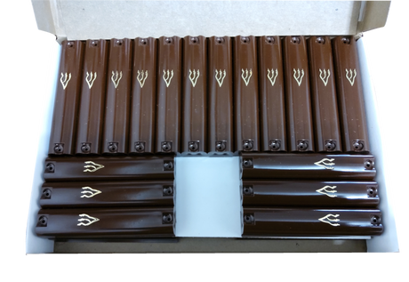 Case Of 36 Brown Plastic Mezuzah Covers-Gold 'Shin 7 Cm - LEHADAR