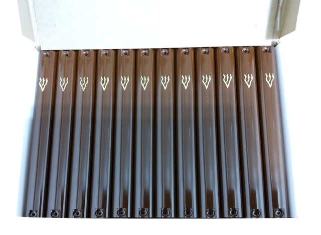 Case Of 24 Brown Plastic Mezuzah Covers-Gold 'Shin - LEHADAR