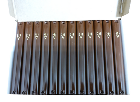 Case Of 24 Brown Plastic Mezuzah Covers-Gold 'Shin - LEHADAR