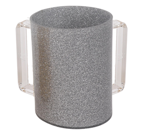 Silver Acrylic Wash cup with Clear Handles - LEHADAR