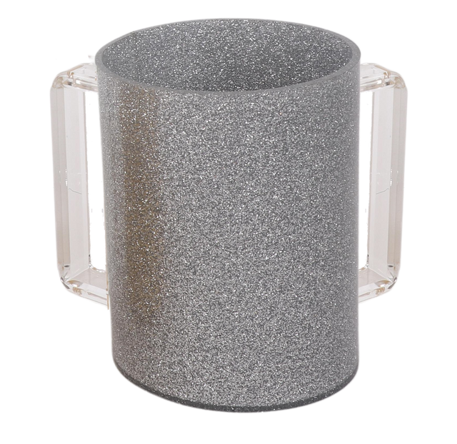 Silver Acrylic Wash cup with Clear Handles - LEHADAR