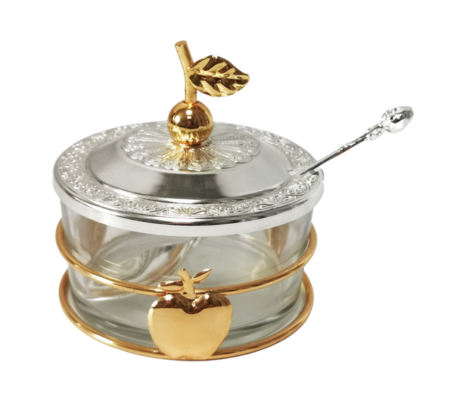 Honey Dish With Apple Shapes Gold & Silver - LEHADAR