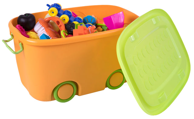 Stackable Toy Storage Box with Wheels large Orange - LEHADAR