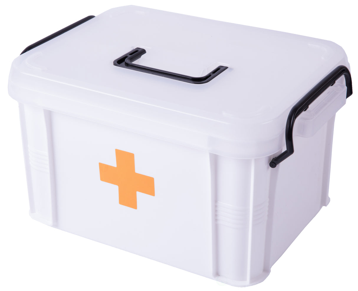White Small Empty Medical Box for Home Emergency Supplies, Travel, Car, and Dorms ‰ÛÒ Compact First Aid Box with Handle, Detachable Tray and Locking Lid ‰ÛÒ Medical Organizer and First Aid Kit Storage - LEHADAR