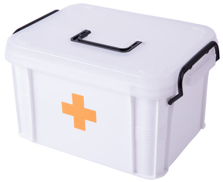 White Large Empty Medical Box for Home Emergency Supplies, Travel, Car, and Dorms ‰ÛÒ Compact First Aid Box with Handle, Detachable Tray and Locking Lid ‰ÛÒ Medical Organizer and First Aid Kit Storage - LEHADAR