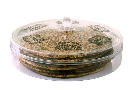 Matzah Holder Round Acrylic Design On Cover 12" - LEHADAR