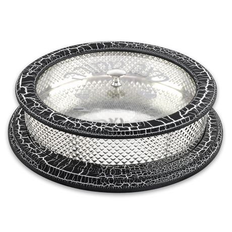 Wood And Silver Plated Matzah Holder Marble Black And White 14.5" X 5" - LEHADAR