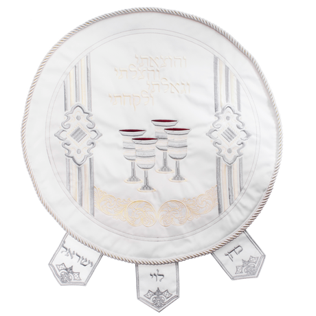 Round Matzah Cover 3 Pockets 17.5" With Hard Plastic - LEHADAR