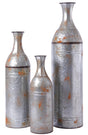 Rustic Farmhouse Style Galvanized Metal Floor Vase Decoration, Set of 3 - LEHADAR