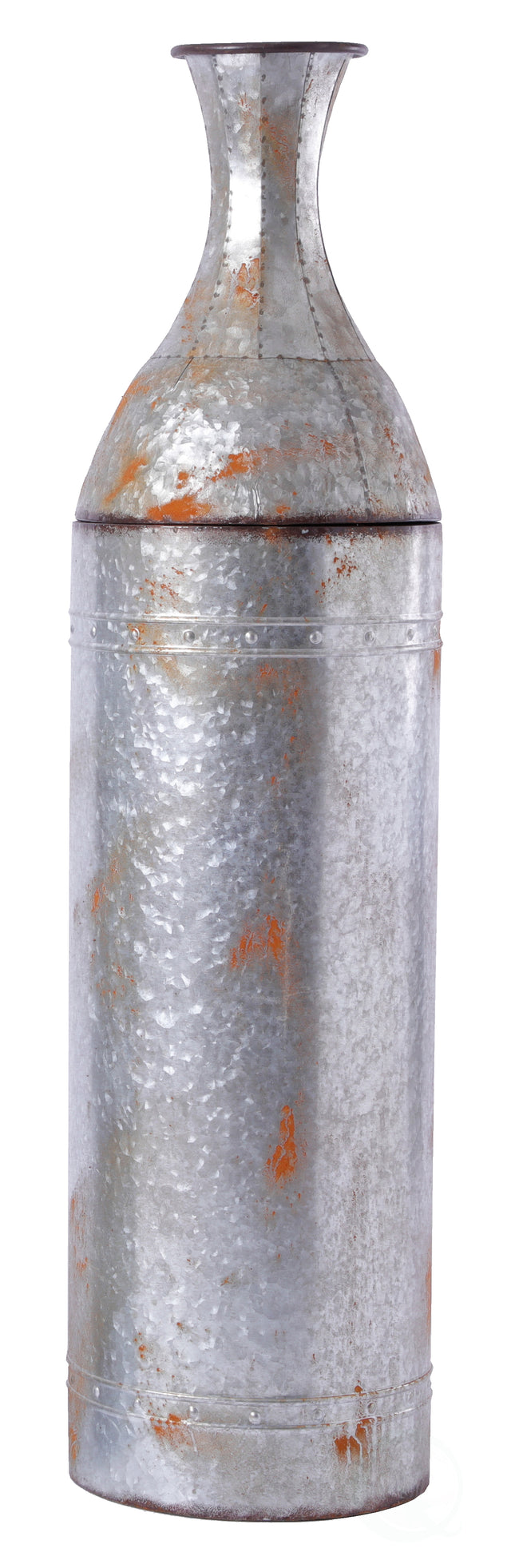 43" Rustic Farmhouse Style Galvanized Metal Floor Vase Decoration, Large - LEHADAR