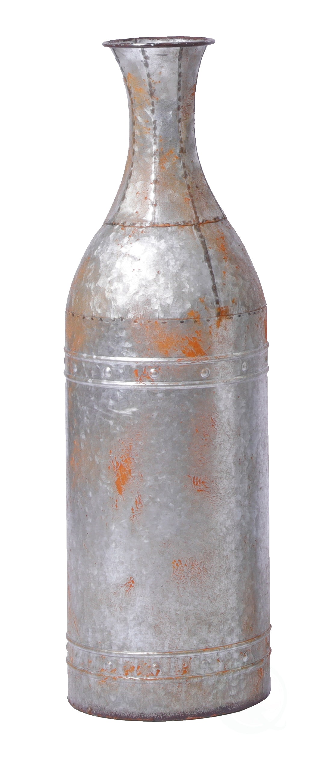 25" Rustic Farmhouse Style Galvanized Metal Floor Vase Decoration, Small - LEHADAR