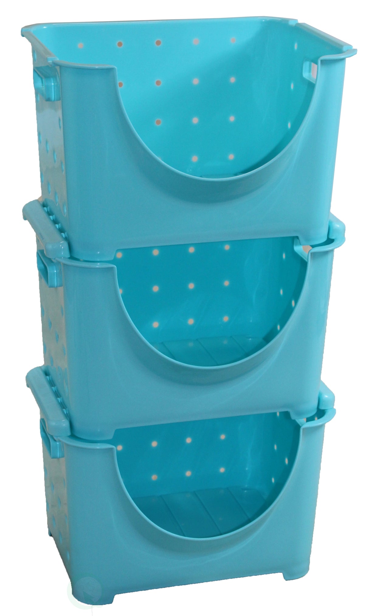 Stackable Plastic Storage Container, Set of 3 Blue - LEHADAR