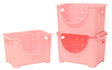Stackable Plastic Storage Container, Set of 3 Pink - LEHADAR