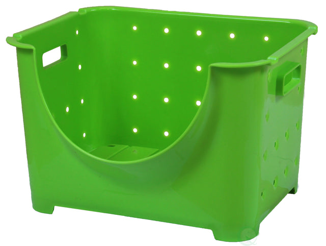 Stackable Plastic Storage Container, Green Stacking Bins - LEHADAR