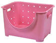 Stackable Plastic Storage Container, Pink Stacking Bins - LEHADAR