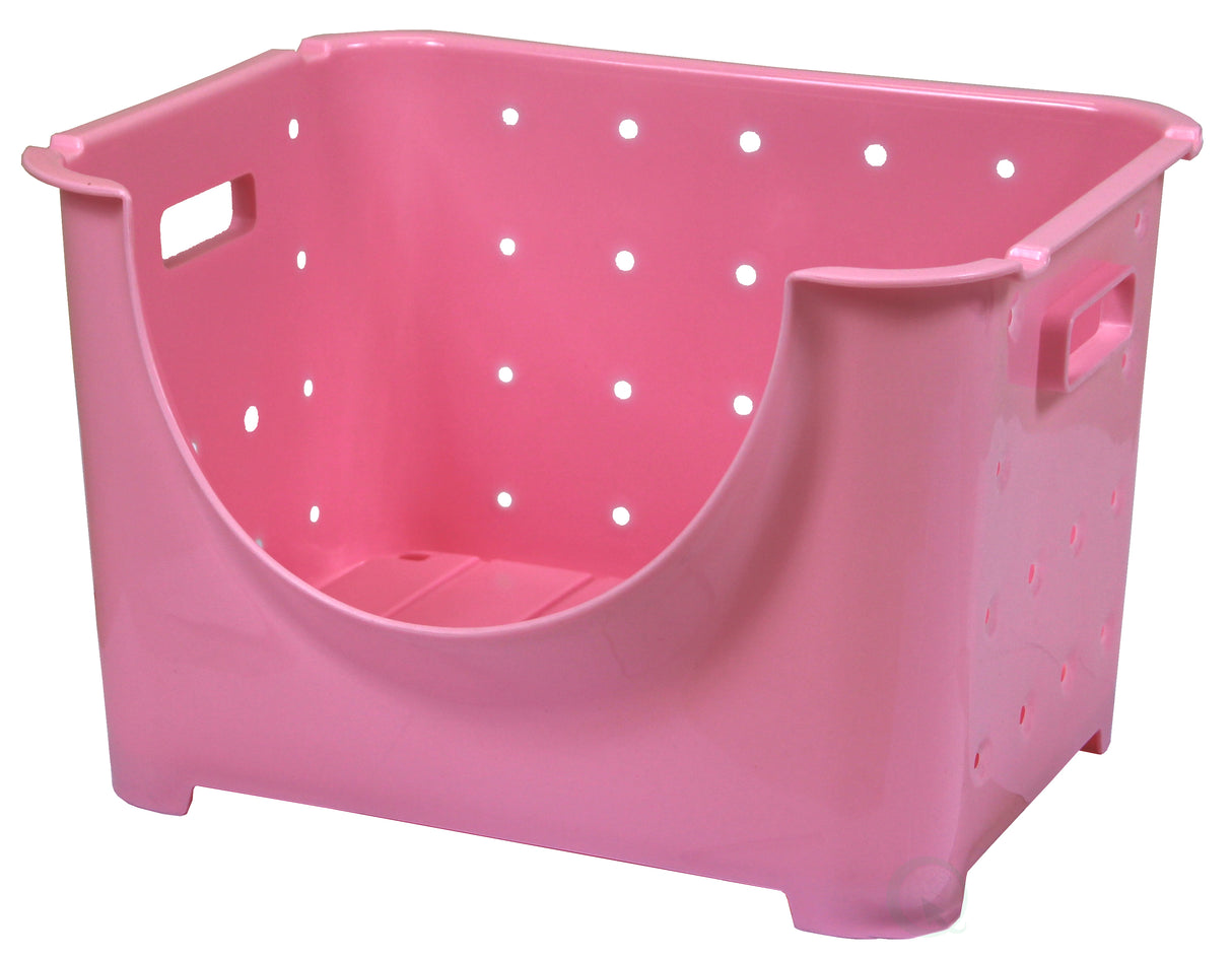 Stackable Plastic Storage Container, Pink Stacking Bins - LEHADAR