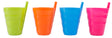 10 OZ Reusable Plastic Cups with Straw Blue, Pink, Green, and Orange, Set of 4 - LEHADAR