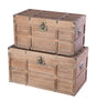 Wooden Rectangular Lined Rustic Storage Trunk with Latch, Set of 2 - LEHADAR